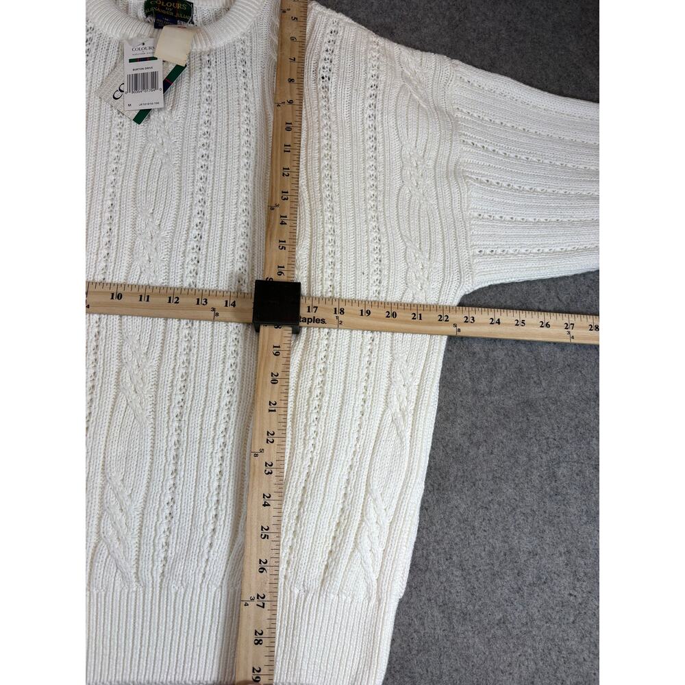 Vtg 90s Colours Alexander Julian Sweater Men M White Cable Knit Burton Drive NWT - Picture 5 of 5